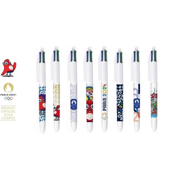 Stylo BIC 4 Couleurs JO Paris 2024 - Décor aléatoire