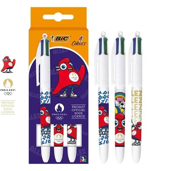 COFFRET 3 Stylos BIC 4 Couleurs JO Paris 2024 - Décor aléatoire - Vignette 2