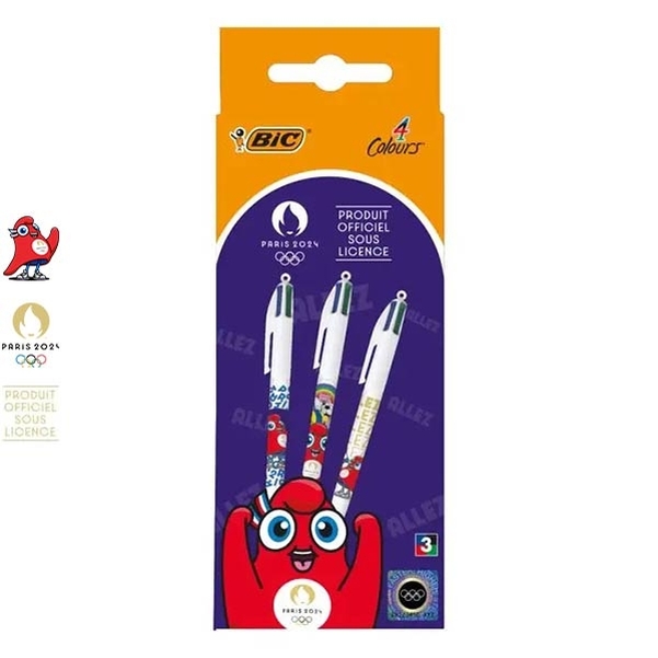 COFFRET 3 Stylos BIC 4 Couleurs JO Paris 2024 - Décor aléatoire - Vignette 4