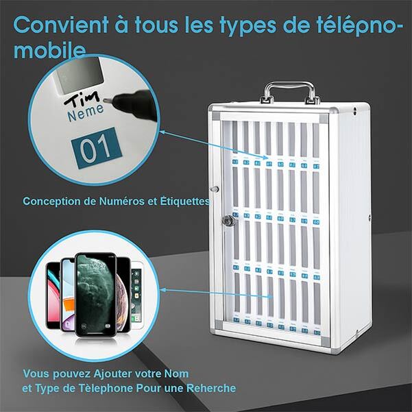 Boite de rangement Téléphones portables "Pause Numérique"- 24 Compartiments - Vignette 2