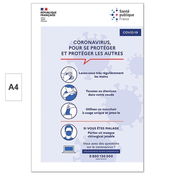 Affiche "Les gestes barrières" COVID 19 - Format A4