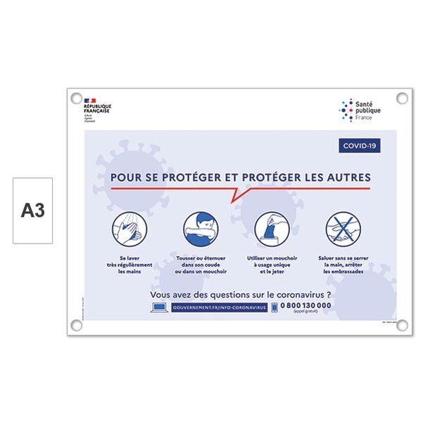 Plaque Consigne de sécurité "SE PROTEGER ET PROTEGER LES AUTRES" - Format A3