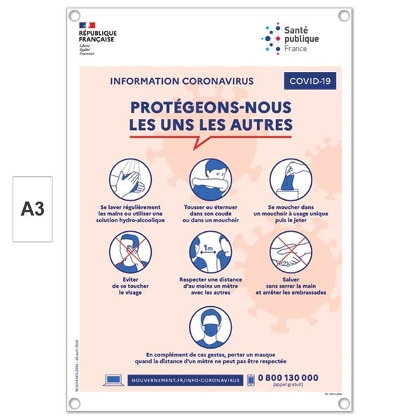 Plaque Consigne de sécurité "PROTEGEONS NOUS LES UNS ET LES AUTRES" - Format A3