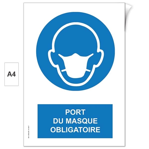 Plaque adhésive "Masque Obligatoire" A4
