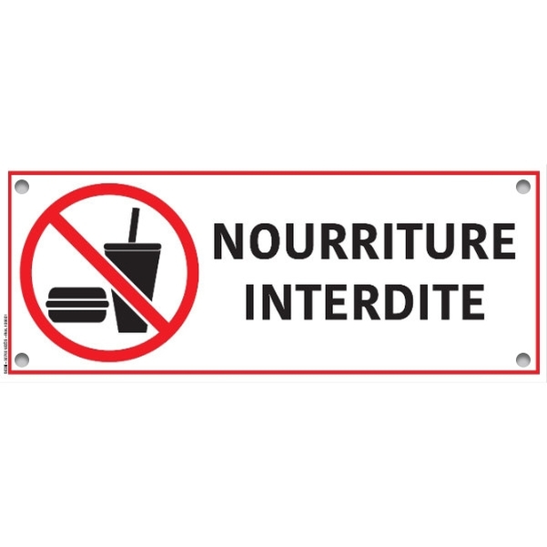 Plaque PVC 25x10 cm - Nourriture interdite