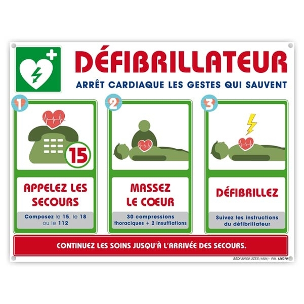 Panneau Consignes pour défibrillateur 65x50 cm