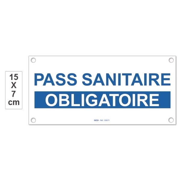 Plaque "Pass Sanitaire Obligatoire" PVC 15X7 CM