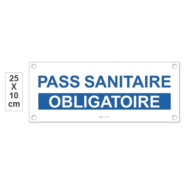 Plaque "Pass Sanitaire Obligatoire" PVC 25x10 CM