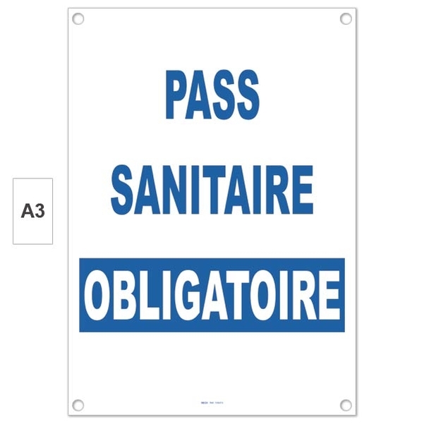 Plaque "Pass Sanitaire Obligatoire" PVC A3