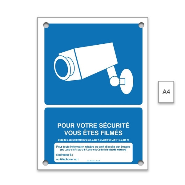 Plaque PVC A4 " Vidéoprotection "
