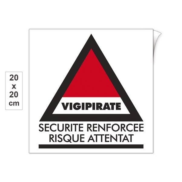 Plaque adhésive 20x20cm " Plan Vigipirate Alerte Attentat "