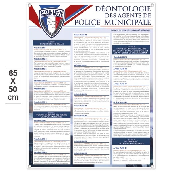 Plaque code de déontologie des agents de la Police Municipale
