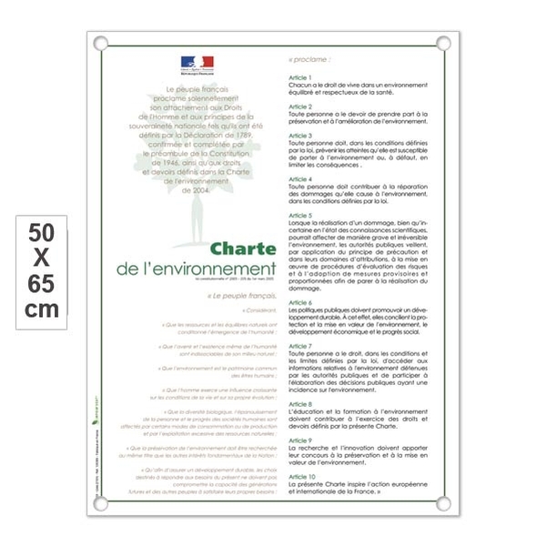 Charte de l'environnement 50x65 cm