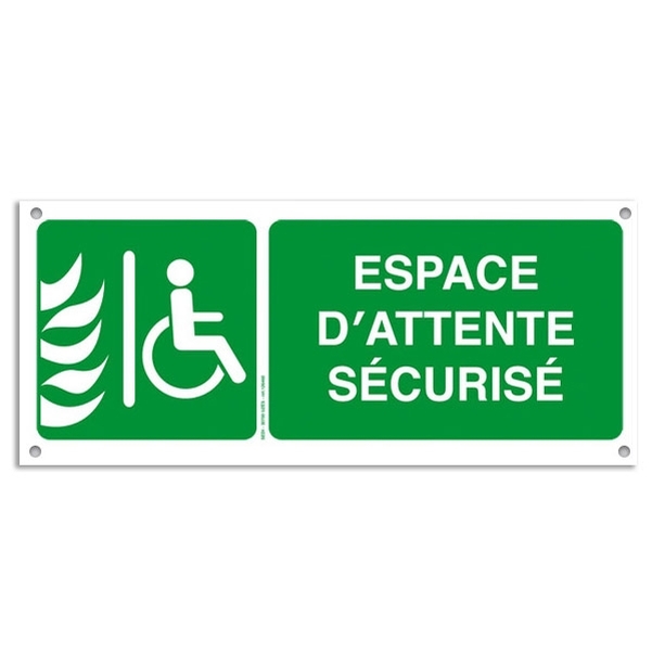 Plaque PVC 25 x10 cm Espace d'attente sécurisé pour personnes handicapées
