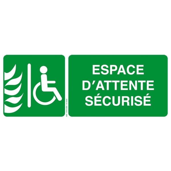 Plaque adhésive 25 x 10 cm Espace d'attente sécurisé pour personnes handicapées