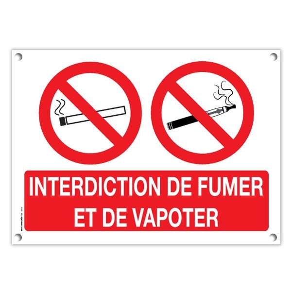Plaque PVC A4 - Interdiction de fumer et de vapoter