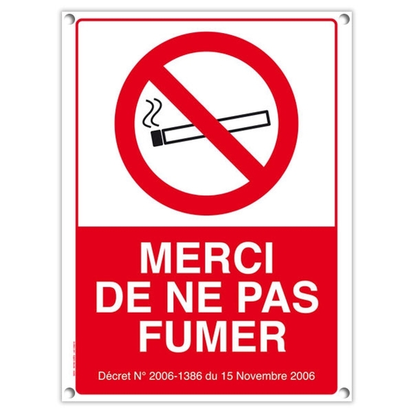 Plaque PVC A4 - Merci de ne pas fumer