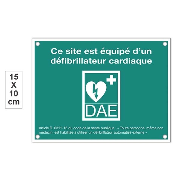 Plaque PVC Site équipé d'un DAE 15x10cm