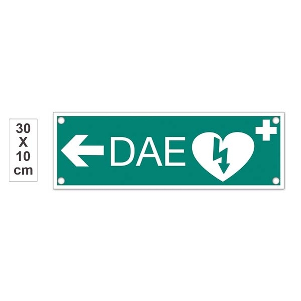 Plaque DAE en PVC 30x10 cm - Flèche à gauche