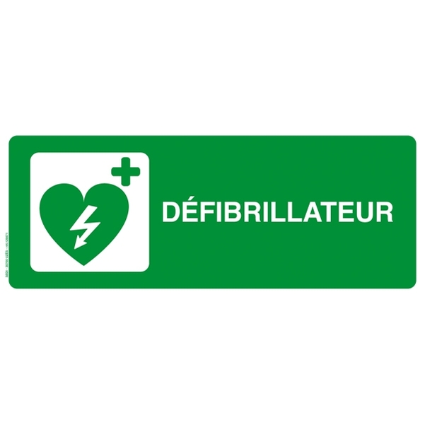 Plaque adhésive 25x10 cm " Défibrillateur "