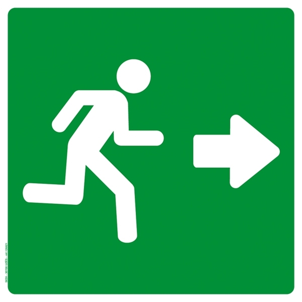 Pictogramme adhésif 20x20 cm " Sortie de secours avec flèche vers la droite "