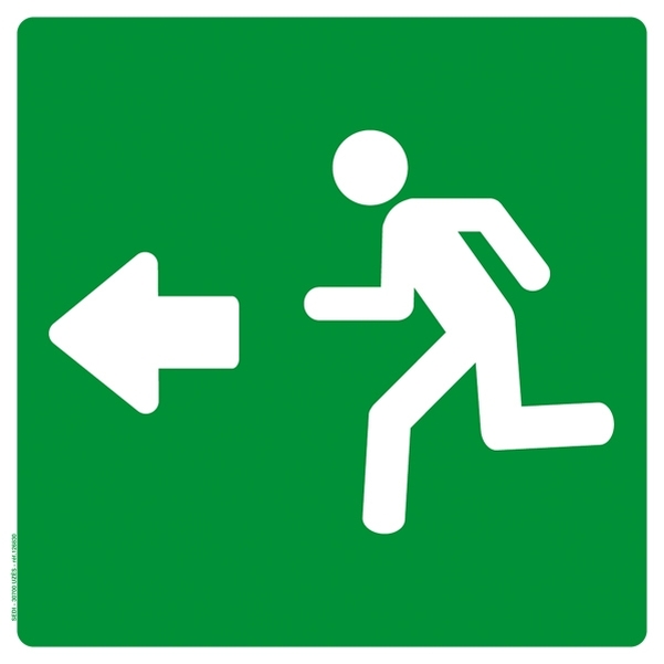 Pictogramme PVC 20x20 cm " Sortie de secours avec flèche vers la gauche "