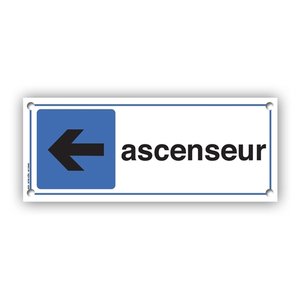 Plaque PVC 25x10 cm "Ascenseur avec flèche à gauche"
