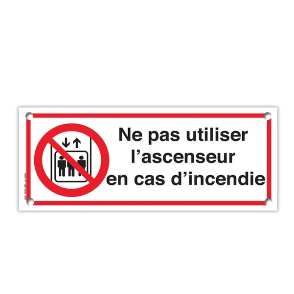 Plaque PVC 25x10 cm "Ascenseur interdit en cas d'incendie"