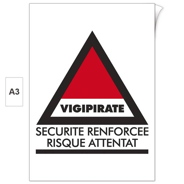 Plaque adhésive A3 " Plan Vigipirate Alerte Attentat "