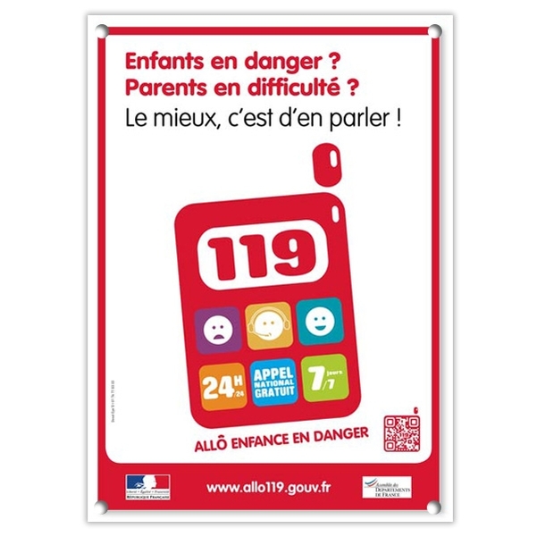 Plaque PVC A3 " Allo 119 "