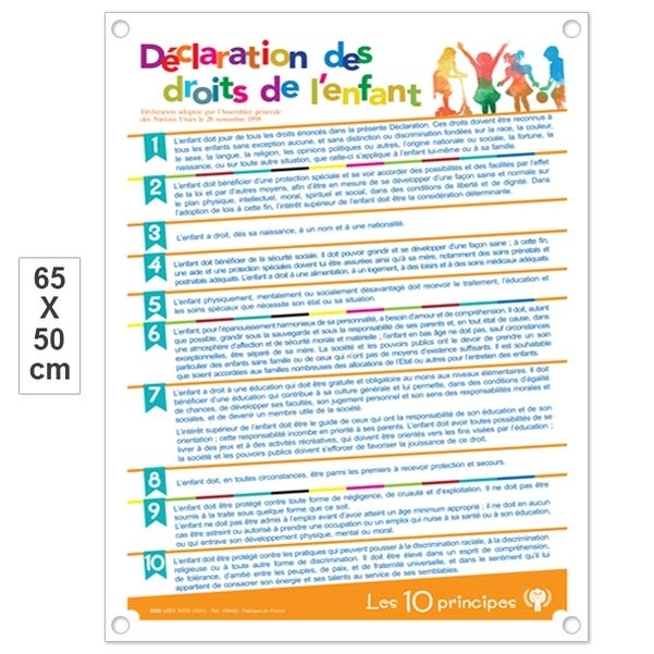 Plaque PVC 50x65 cm - Déclaration des droits de l'enfant
