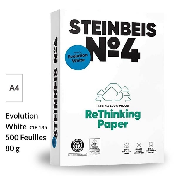Ramette Papier blanc 100% Recyclé A4 - 80g - STEINBEIS N°4