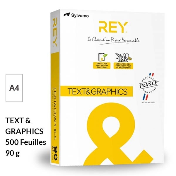 Ramette papier blanc A4 90g - Norme ISO 9706 - REY Text et Graphics