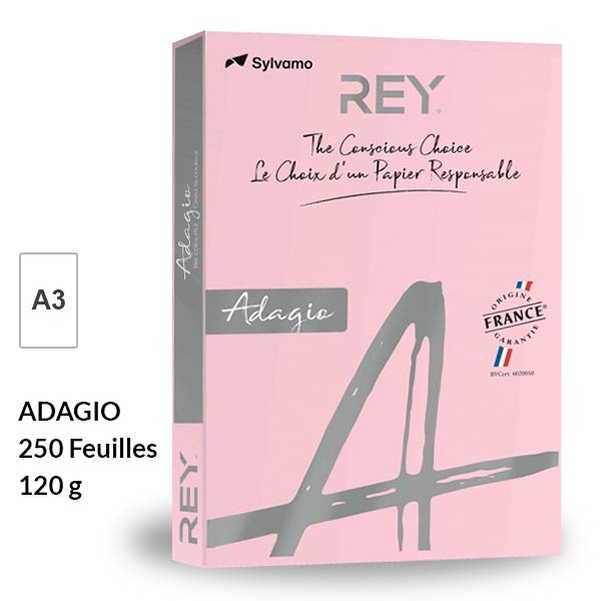 Ramette papier ROSE PASTEL A3 120g - REY Adagio