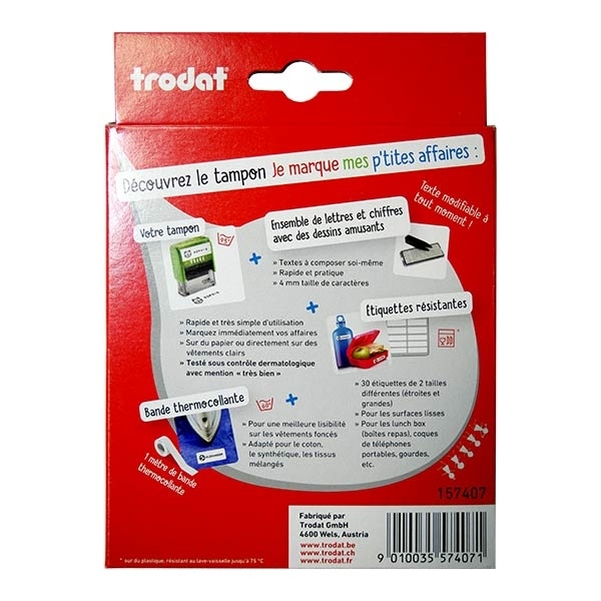 KIT Trodat "Je marque mes p'tites affaires" - Personnalisation plaque de lettre - Vignette 2