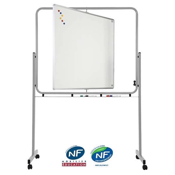 Tableau mobile double face en email 100xL120 cm gris RAL 9006