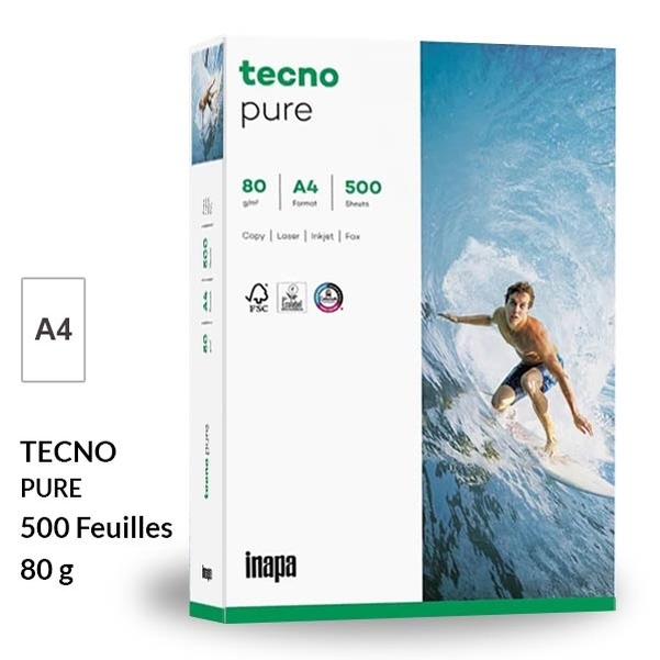 Ramette 500 feuilles A4 TECNO Pure CIE150 - 100% Recyclée 80g