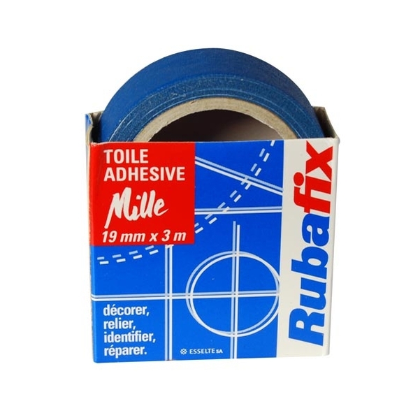 Toile adhésive plastifiée 3mx19mm bleue