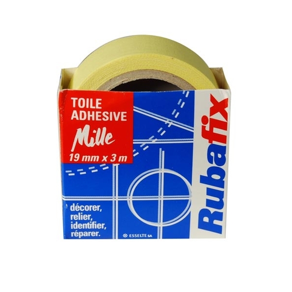 Toile adhésive plastifiée 3mx19mm jaune