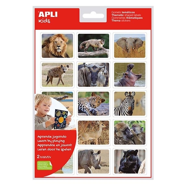Pochette 2 feuilles de gommettes Animaux réalistes