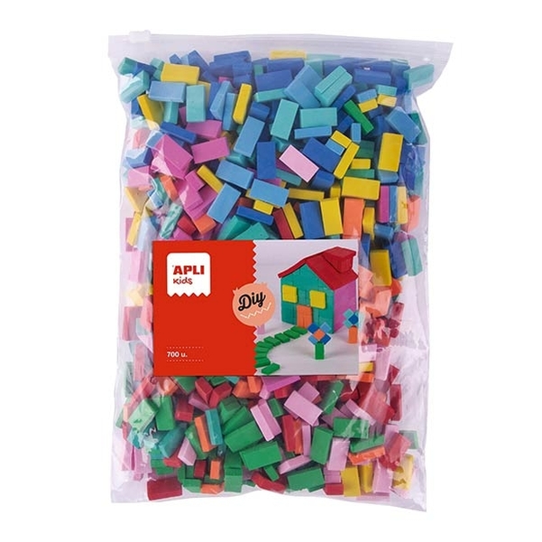 Mini briques en mousse EVA couleurs et formes assorties 700 unités