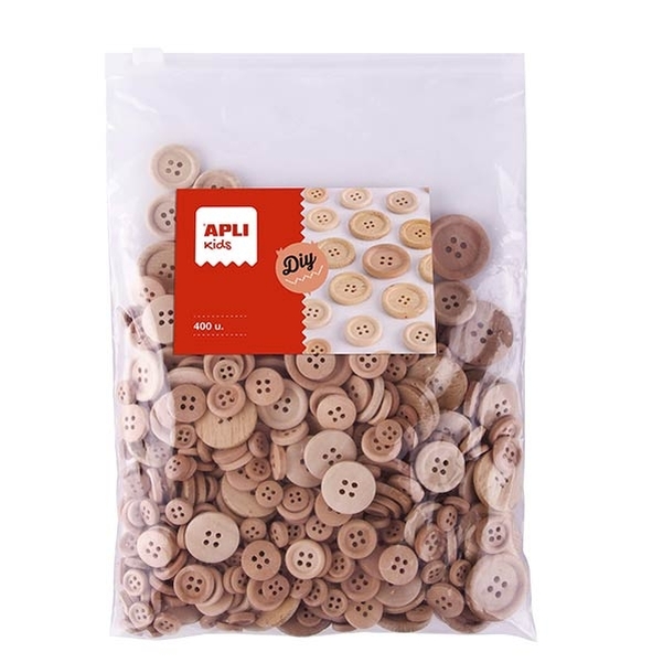 Boutons en bois naturel dimensions assorties 400 unités