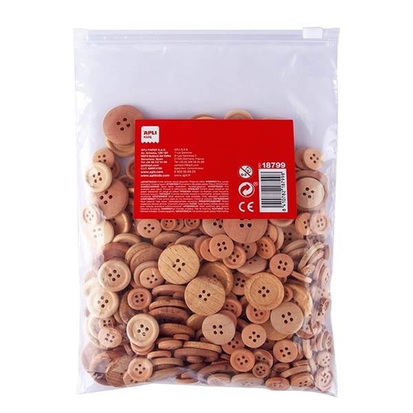 Boutons en bois naturel dimensions assorties 400 unités - Vignette 2