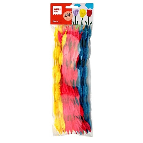 Chenilles a relief couleurs assorties 50 unités