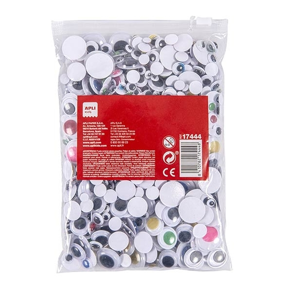 Yeux mobiles ronds couleurs assorties adhésifs 500 unités