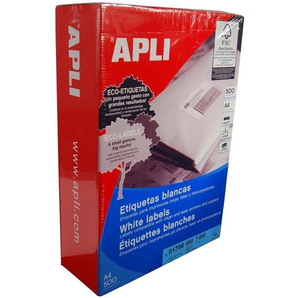 Etiquettes Apli 105x42,4 cm 500 feuilles