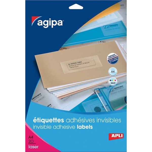 Boîte de 20 étiquettes A4 invisibles