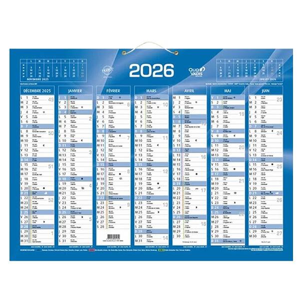 Calendrier 14 mois 2026-27 - FORMAT 55X40.5 cm