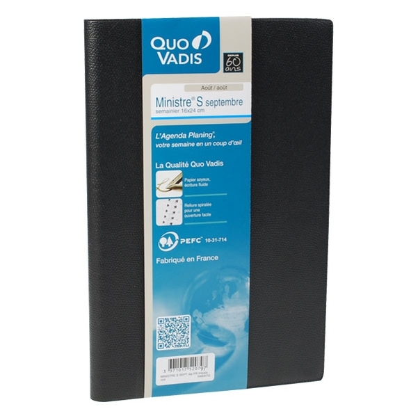 Agenda scolaire Ministre 2025-2026 Quo Vadis 16x24cm