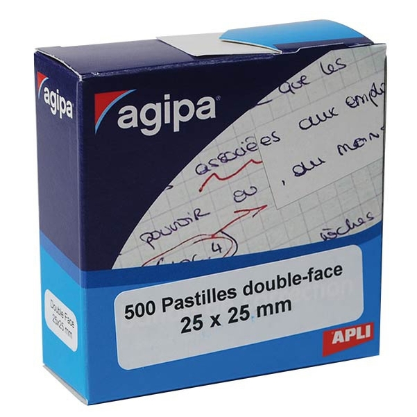 Pastilles Double Face APLI AGIPA 25x25 mm Distributeur de 500